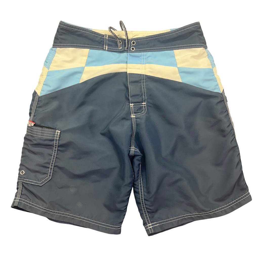 CC Board Shorts Swim Trunks‎ Color Block Drawstring Size 30 Summer Boho